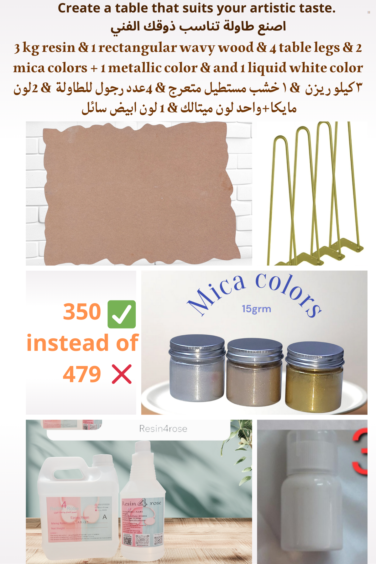 Resin table making tools package