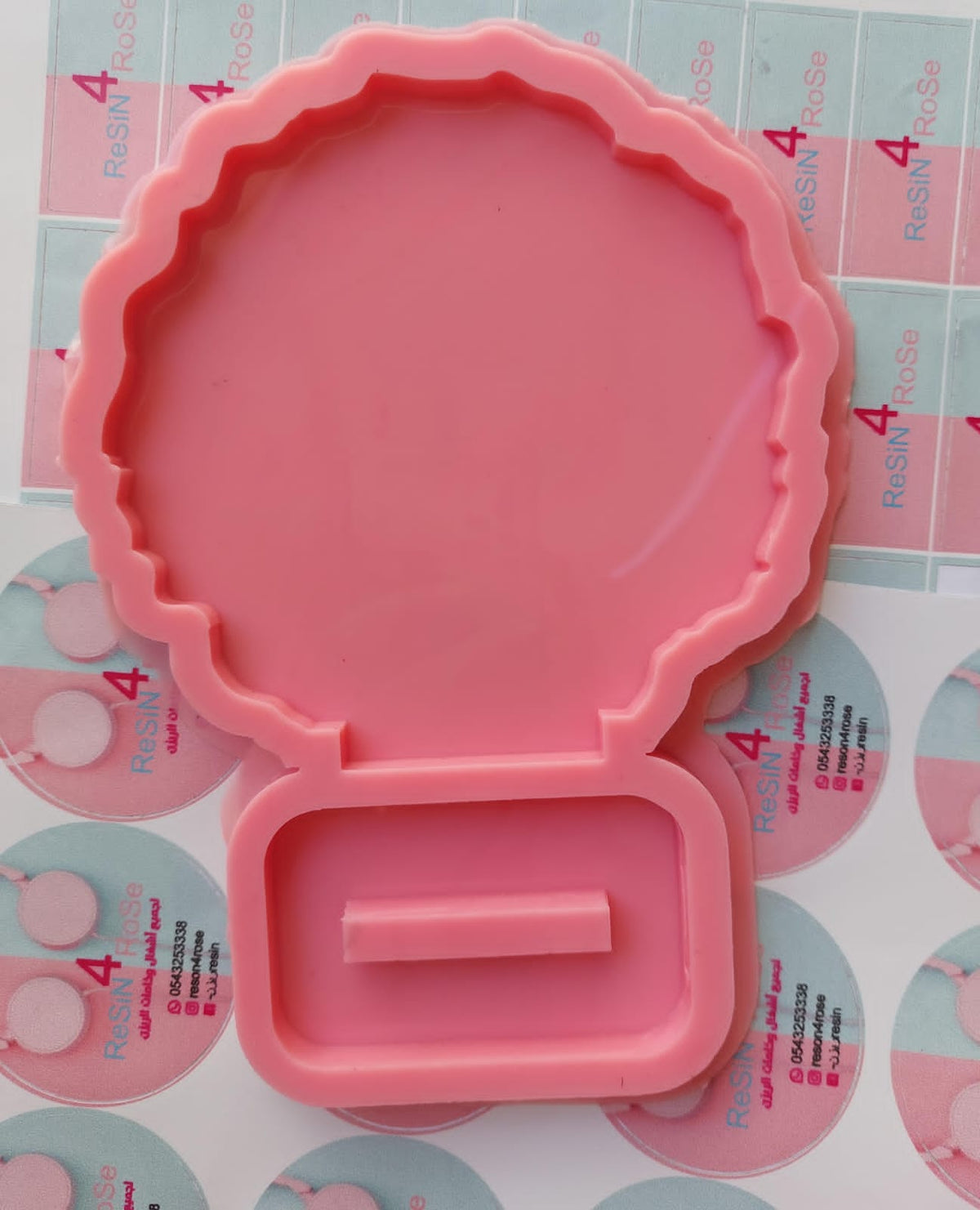 A silicone mold designed for casting two-part art pieces (base and backing plate) used to create desk plaques, desk calendars, welcome signs, decorations, earring organizers, accessories, nameplates, logos, small photo frames, light bases, or souvenirs.
