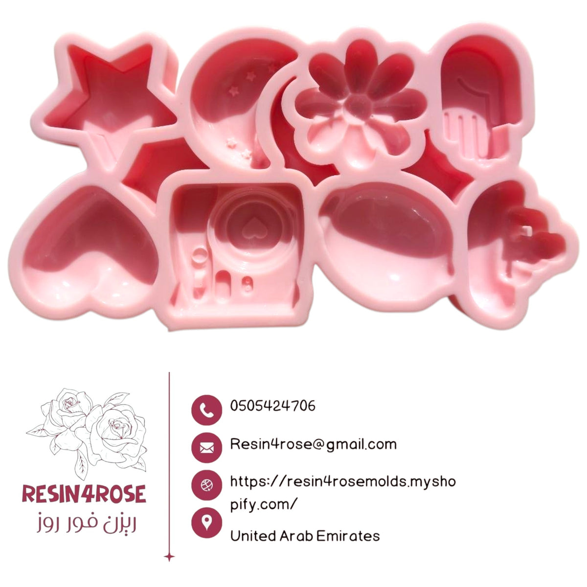 A high-quality, professional silicone mold that combines a unique and innovative assortment of romantic and charming shapes in one piece. Specifically designed for resin casting,