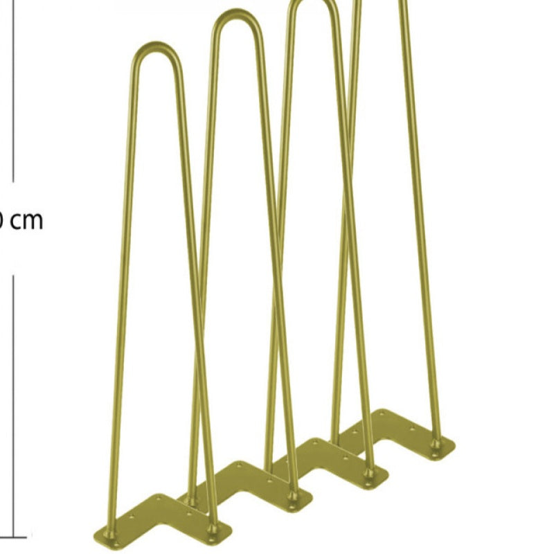 A set of metal legs with the popular and modern "pin" design, widely used to transform wooden surfaces or thick resin panels into tables