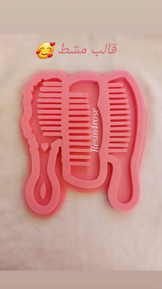 A silicone mold designed for resin work or crafts, intended for casting various hair comb shapes.