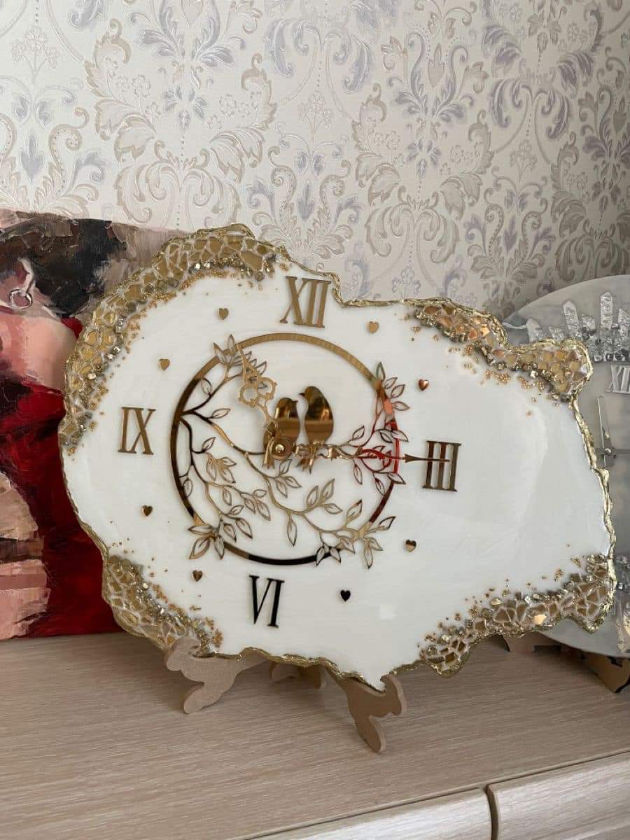 Two pieces of organically designed, irregularly shaped wooden bases (geodes), specially prepared for the manufacture of art wall clocks and handicrafts