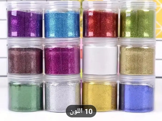 A package of canned glitter powder. Suitable for nail art, makeup, handicrafts, Christmas character, resin character, glossy glue, greeting cards, decorating the atmosphere of weddings/parties/gifts.