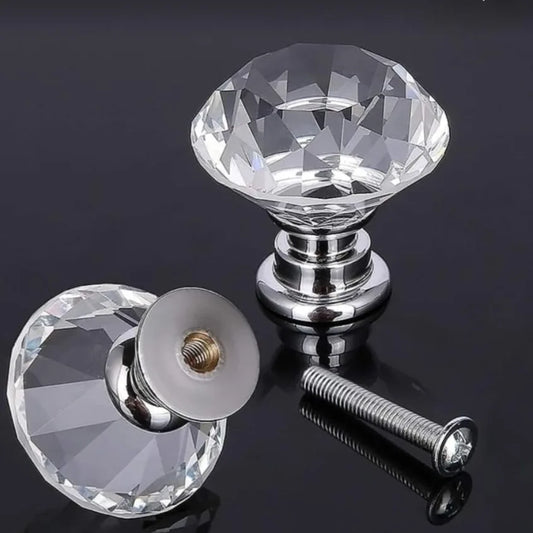 Luxury crystal handle set. These handles are mainly used for high-end furniture pieces, and are hugely popular in the manufacture of serving trays made of resin, acrylic, or luxury jewelry boxes to give them a bright and attractive appearance