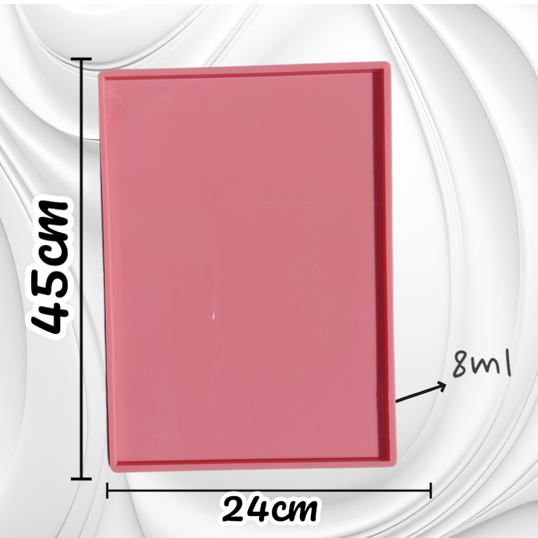 A rectangular silicone mold designed for casting resin, plaster, pottery, or similar crafts. Dimensions: 45*24 cm, Depth: 8 mm