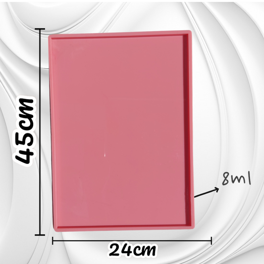 A rectangular silicone mold designed for casting resin, plaster, pottery, or similar crafts. Dimensions: 45*24 cm, Depth: 8 mm