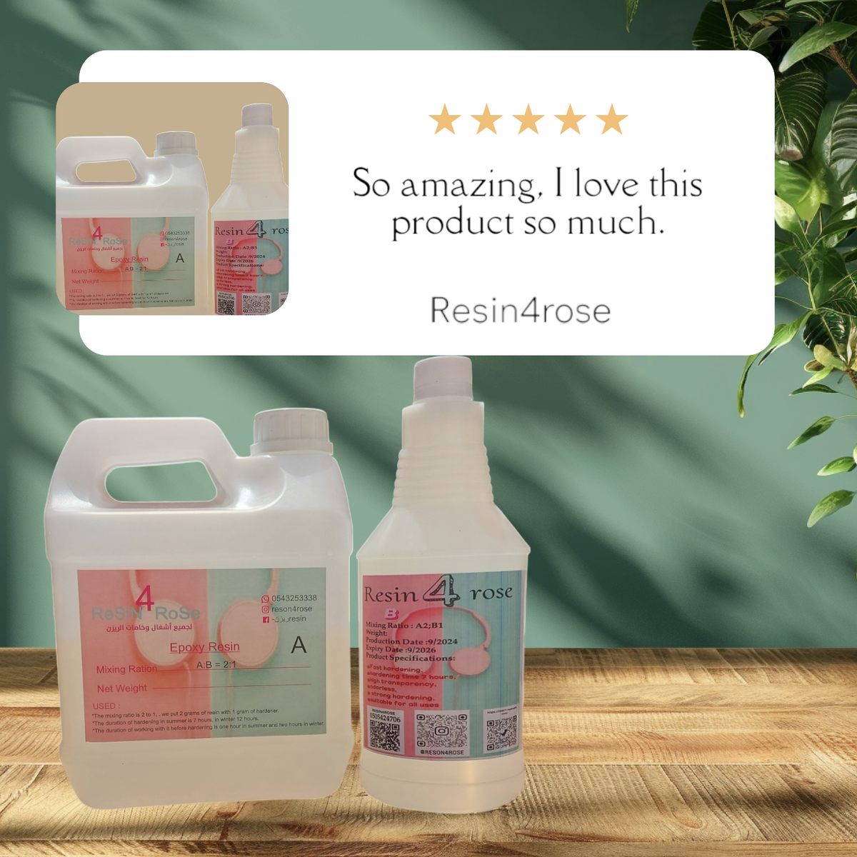 [ 3kg ] Epoxy Resin4 Rose is suitable for all uses, fast hardening, strong transparent and shiny
