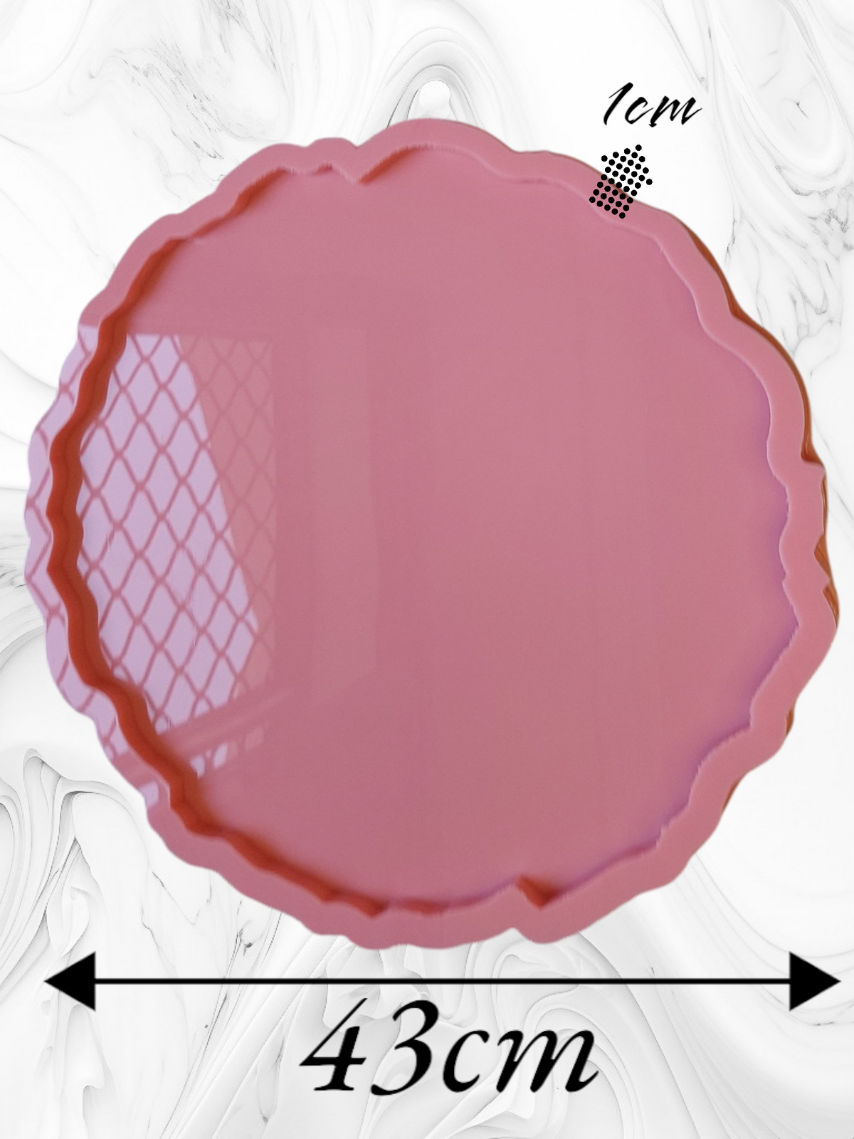 A round silicone mold with irregular, wavy edges, designed for artistic casting work such as resin, pottery, or plaster. Available in various sizes.