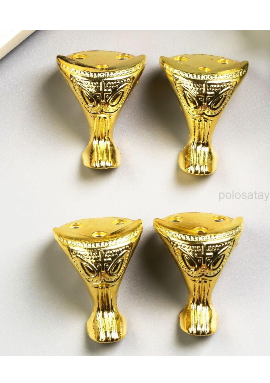 Decorative metal corner leg set. These legs are used as support and lifting bases for wooden boxes, jewelry boxes, or large resin and acrylic bases