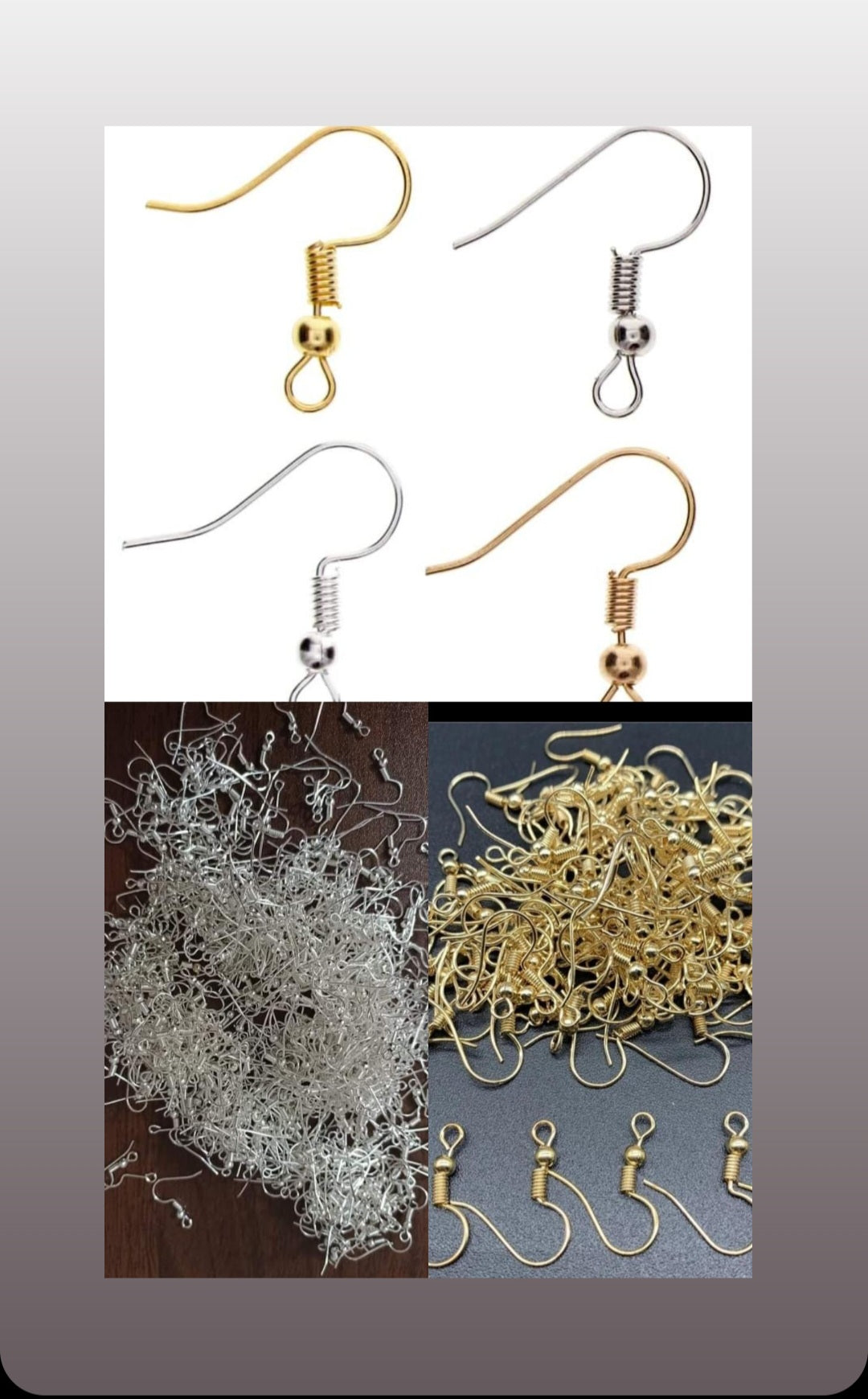 A set of wire earring hooks, essential hardware and components in the handmade jewelry and accessories industry. They are primarily used to hang small resin pendants, polymer clay, or beads, transforming them into ready-to-wear earrings
