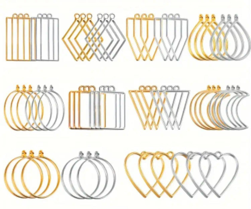A set of open metal resin frames, which are hollow metal molds used primarily in the manufacture of jewelry and medals using resin