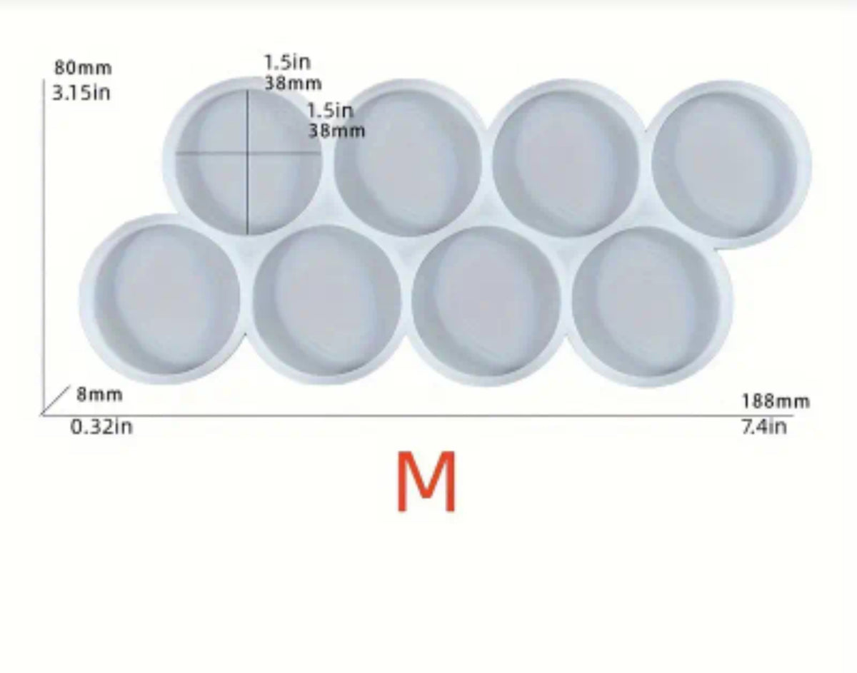 Round flat silicone mold in different sizes