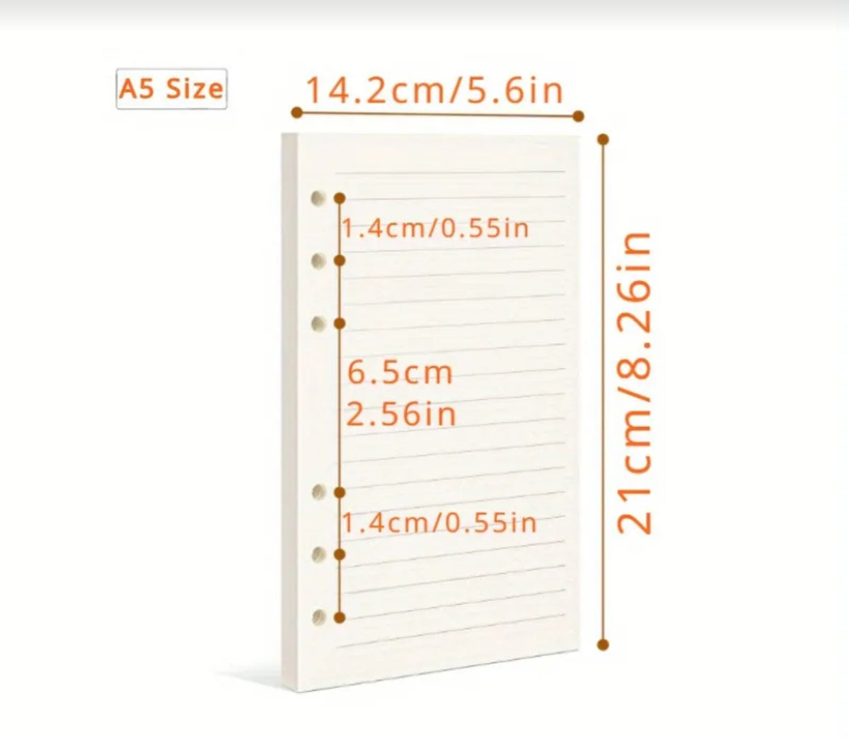 Ruled and perforated notebook paper for refills (A5, A6, A7 sizes) is a complete, high-quality paper set designed for refilling notebooks, diaries, and ring binders