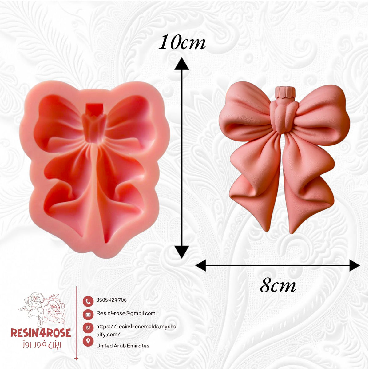 Silicone mold Designed for casting materials such as resin, pottery, wax, or plaster. Length: 10 cm, Width: 8 cm