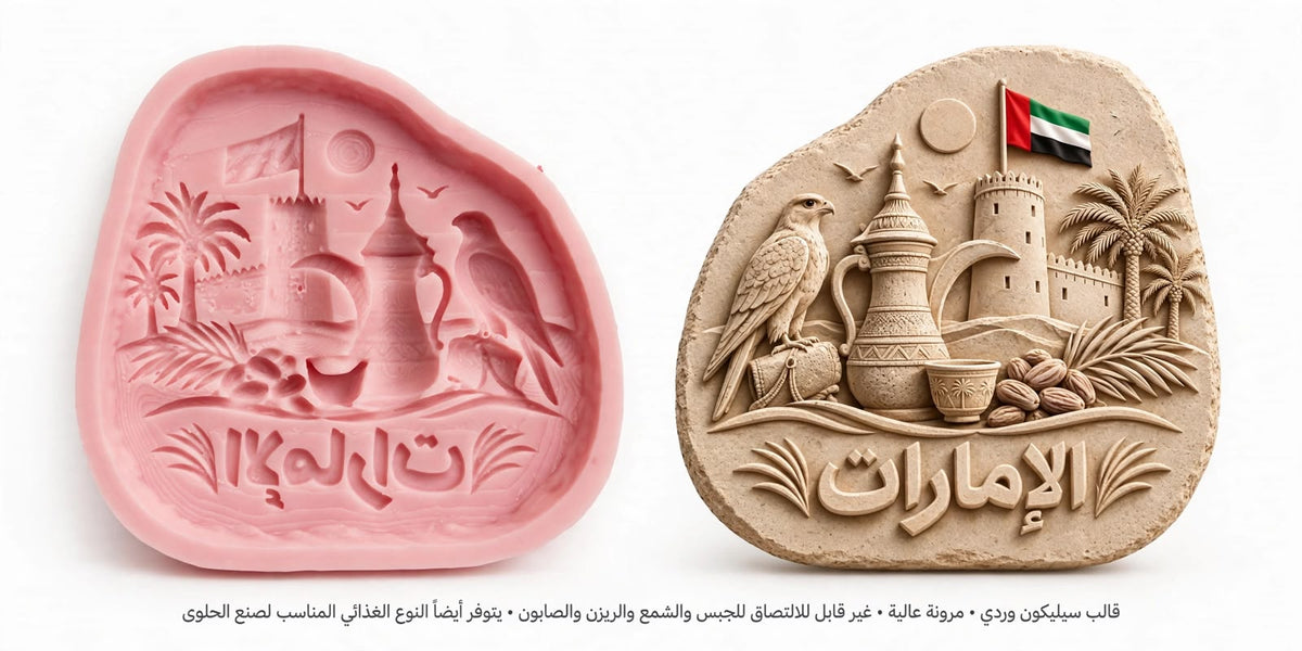 قالب سيليكون مرن وعالي الجودة ومتعدد الاستخدامات، يتميز بتصاميم إماراتية تقليدية.