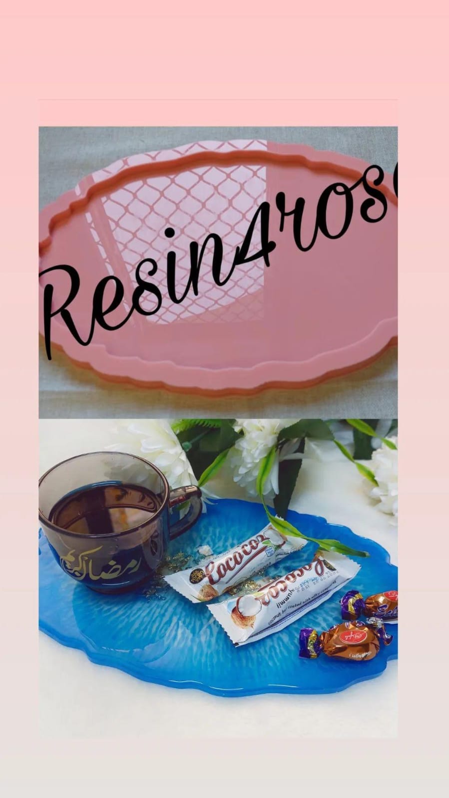 An oval silicone mold with non-straight outer and inner edges, featuring a decorative, wavy pattern resembling flower petals or regular waves. The total length of the mold is 27 cm, and the casting depth is 1 ml.
