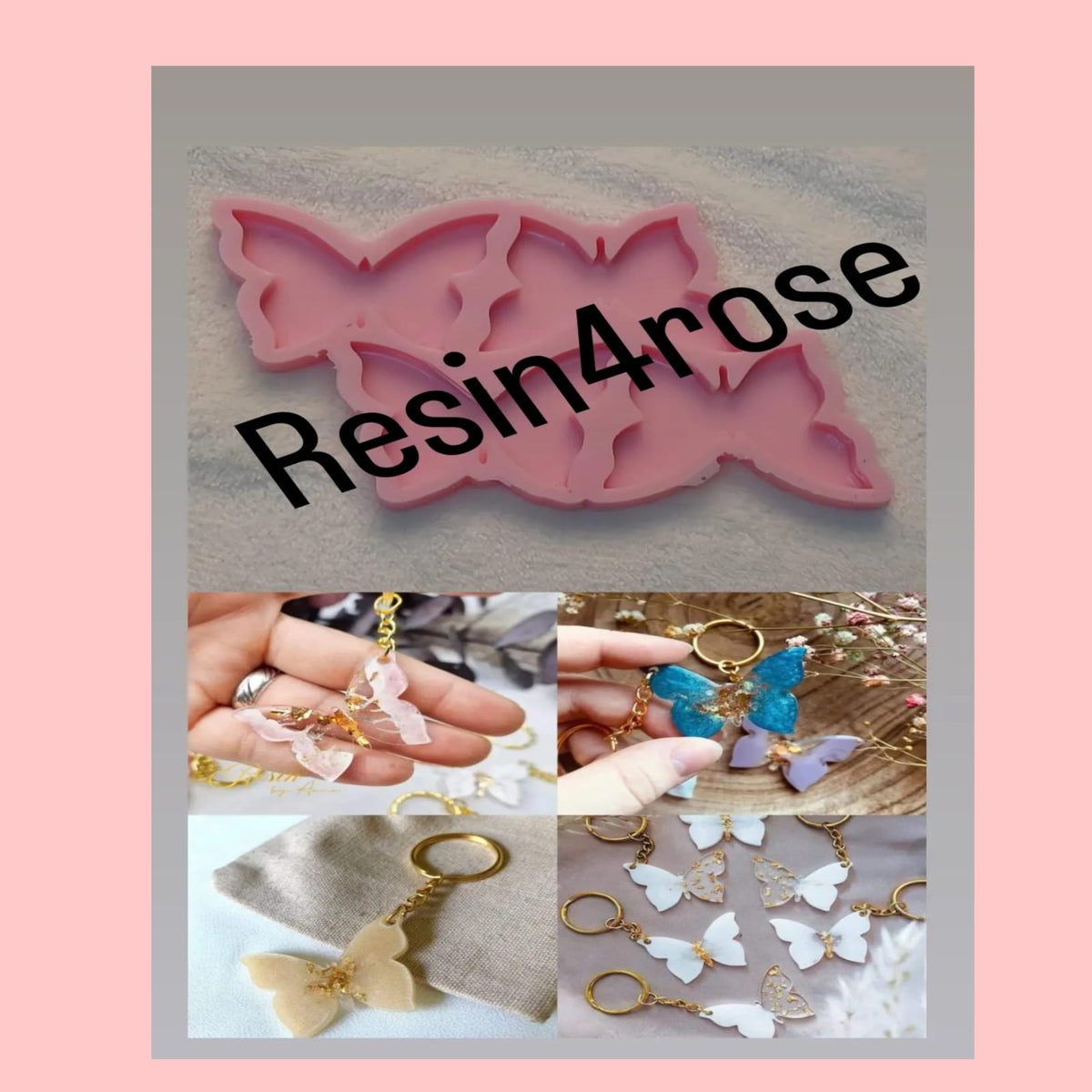 A silicone mold featuring a design that combines four butterflies into a single artistic composition, suitable for making resin, wax, or ceramic medallions. Size 5