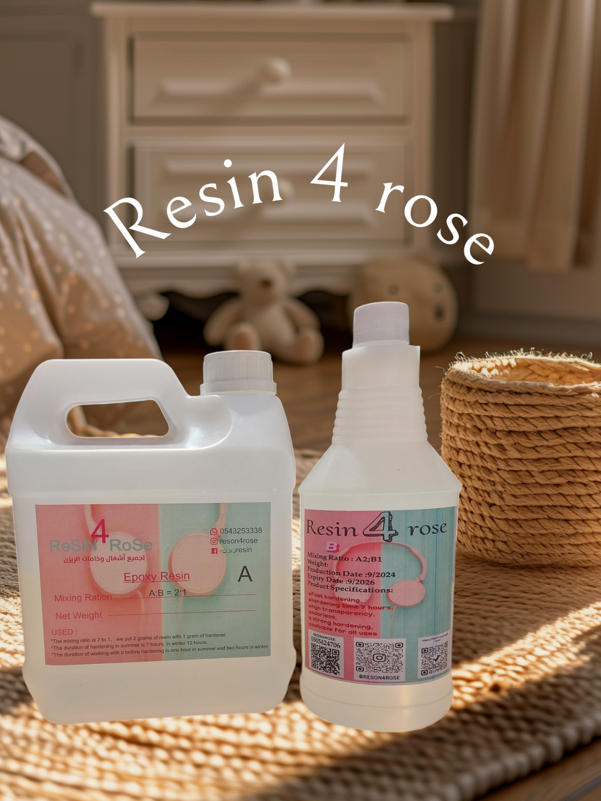 [ 3kg ] Epoxy Resin4 Rose is suitable for all uses, fast hardening, strong transparent and shiny